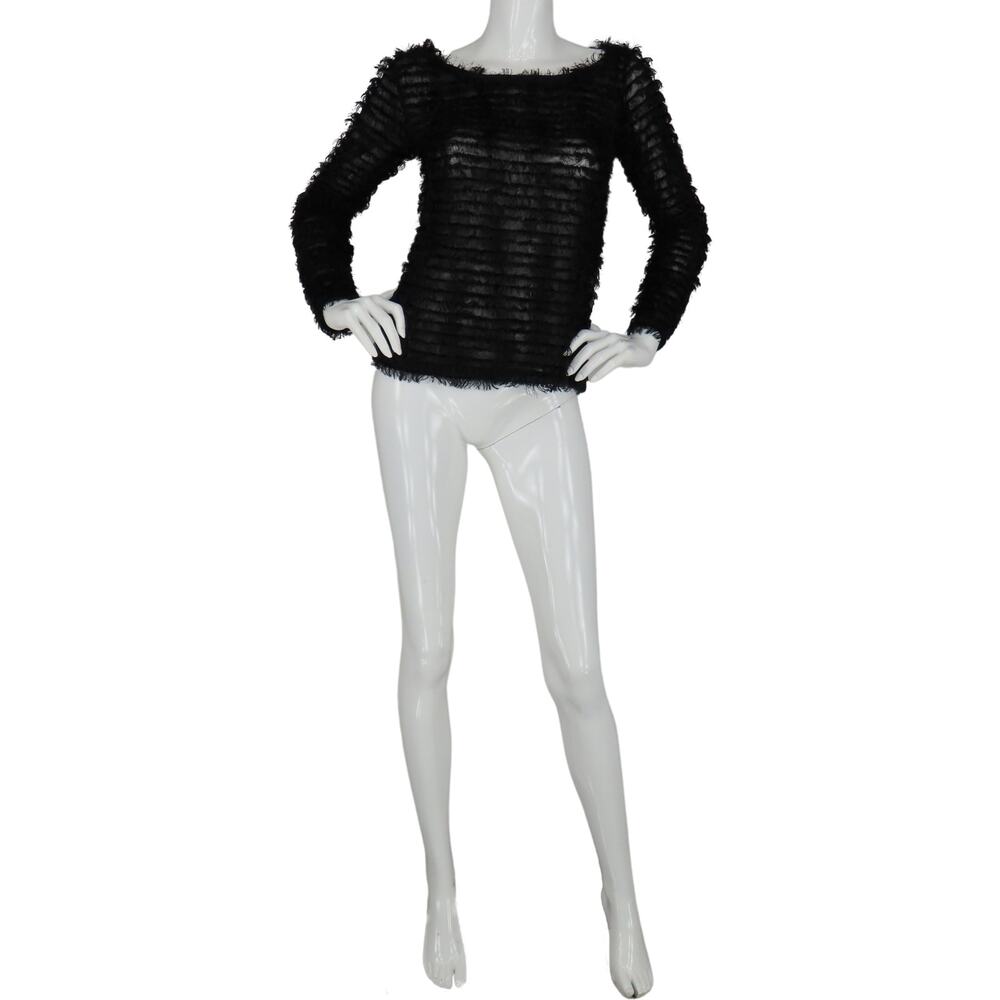 Bik Bok Furry Black Top Blouse